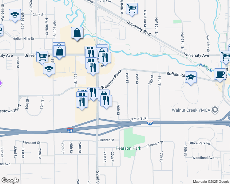 map of restaurants, bars, coffee shops, grocery stores, and more near 2000 Westown Parkway in West Des Moines