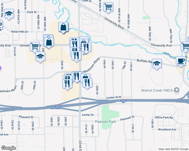 map of restaurants, bars, coffee shops, grocery stores, and more near 2000 Westown Parkway in West Des Moines