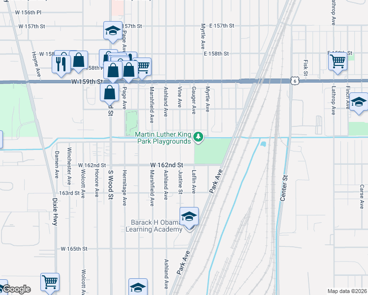 map of restaurants, bars, coffee shops, grocery stores, and more near 16123 Justine Street in Markham