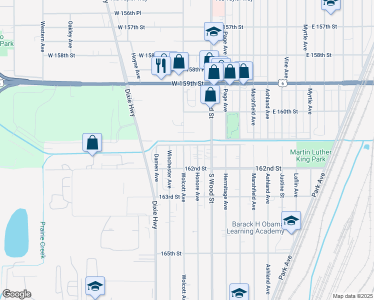 map of restaurants, bars, coffee shops, grocery stores, and more near 16123 Wolcott Avenue in Markham