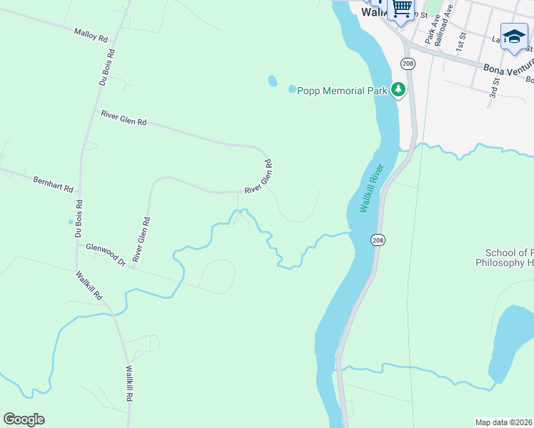 map of restaurants, bars, coffee shops, grocery stores, and more near 8 Knolls Road in Wallkill