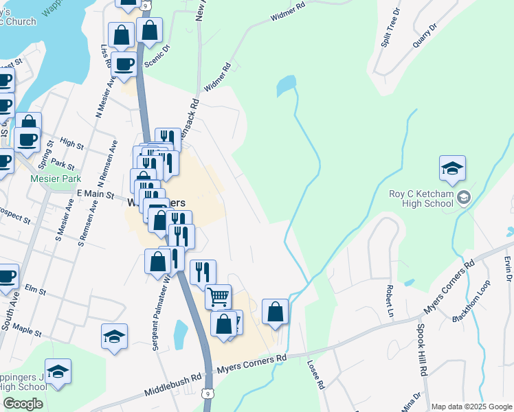 map of restaurants, bars, coffee shops, grocery stores, and more near 39 Dorothy Heights in Wappingers Falls
