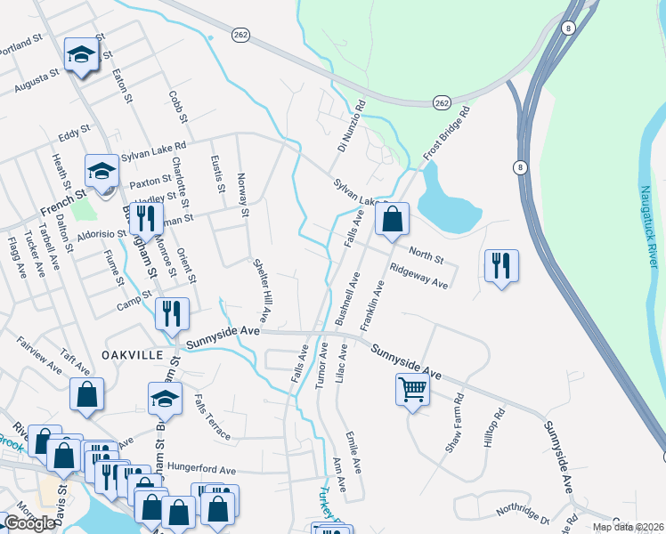 map of restaurants, bars, coffee shops, grocery stores, and more near 353 Falls Avenue in Watertown
