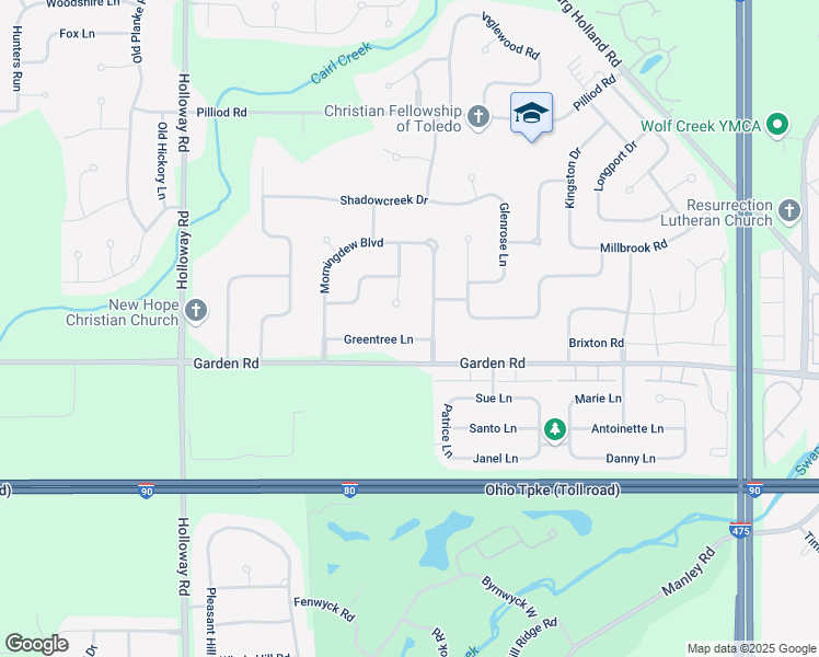 map of restaurants, bars, coffee shops, grocery stores, and more near 6826 Greentree Ln in Maumee
