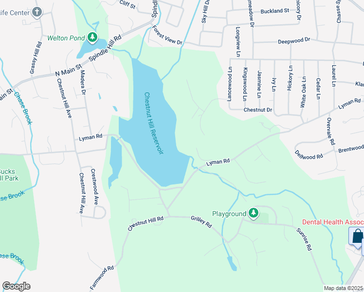 map of restaurants, bars, coffee shops, grocery stores, and more near 480 Lyman Road in Wolcott