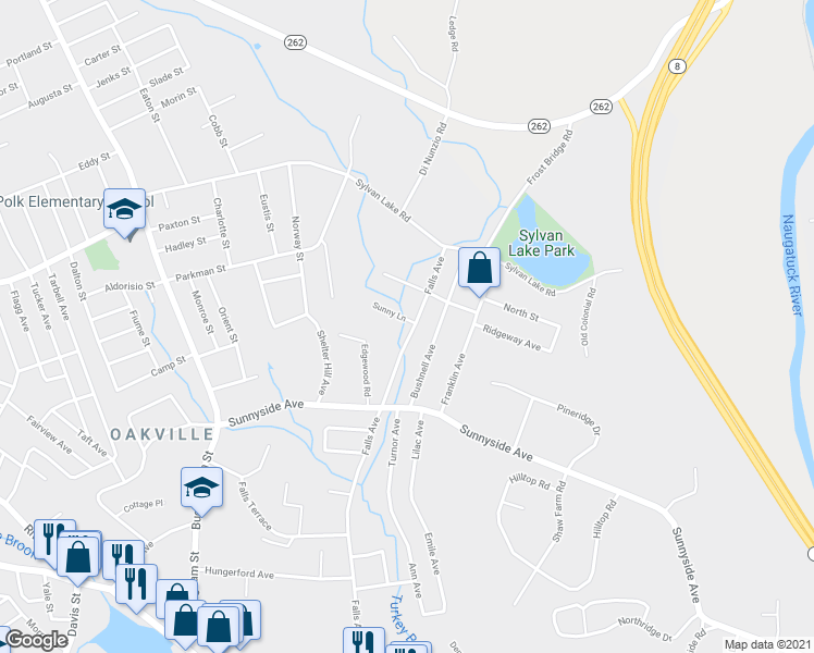map of restaurants, bars, coffee shops, grocery stores, and more near 353 Falls Avenue in Watertown