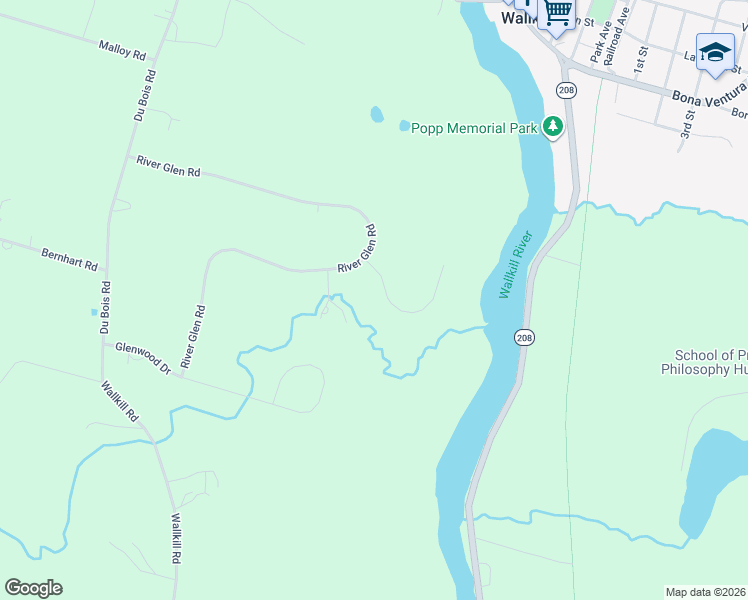 map of restaurants, bars, coffee shops, grocery stores, and more near 8 Knolls Road in Wallkill