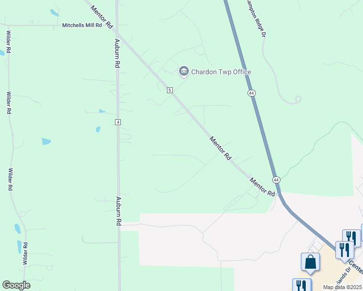 map of restaurants, bars, coffee shops, grocery stores, and more near 11250 Brentwood Lane in Chardon