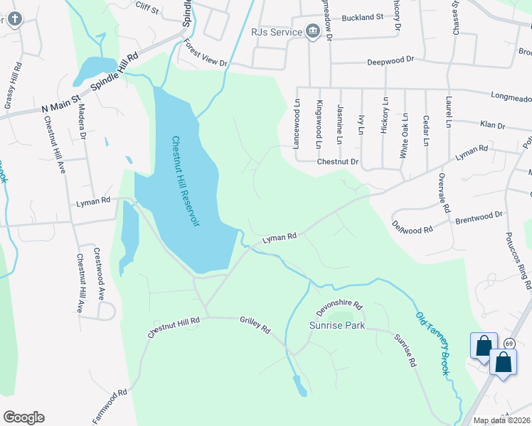 map of restaurants, bars, coffee shops, grocery stores, and more near 238 Lyman Road in Wolcott
