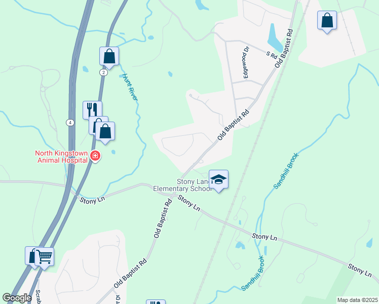map of restaurants, bars, coffee shops, grocery stores, and more near 44 Regent Drive in North Kingstown