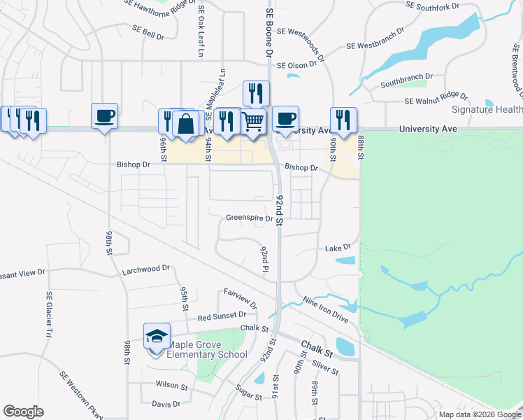 map of restaurants, bars, coffee shops, grocery stores, and more near 9235 Greenspire Drive in West Des Moines