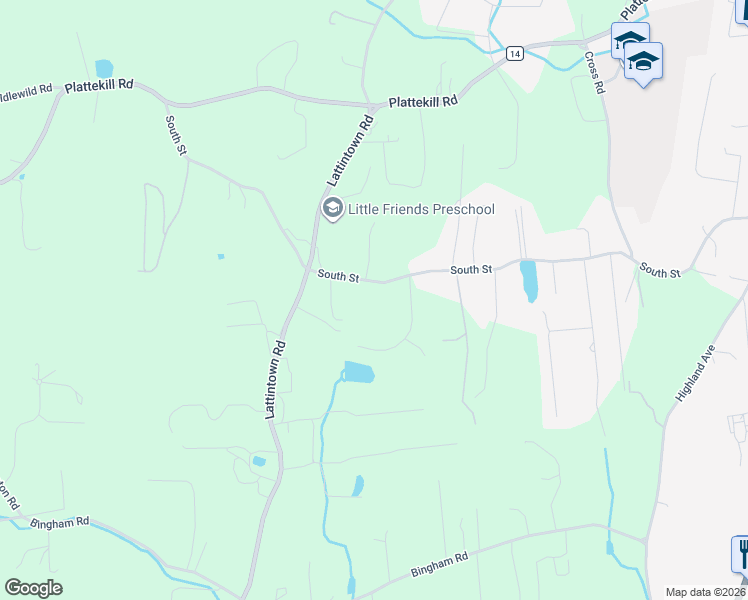 map of restaurants, bars, coffee shops, grocery stores, and more near 14 Briarwood Lane in Marlboro
