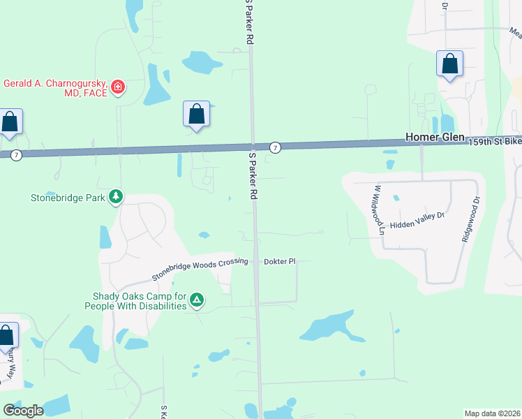 map of restaurants, bars, coffee shops, grocery stores, and more near 16046 South Parker Road in Lockport