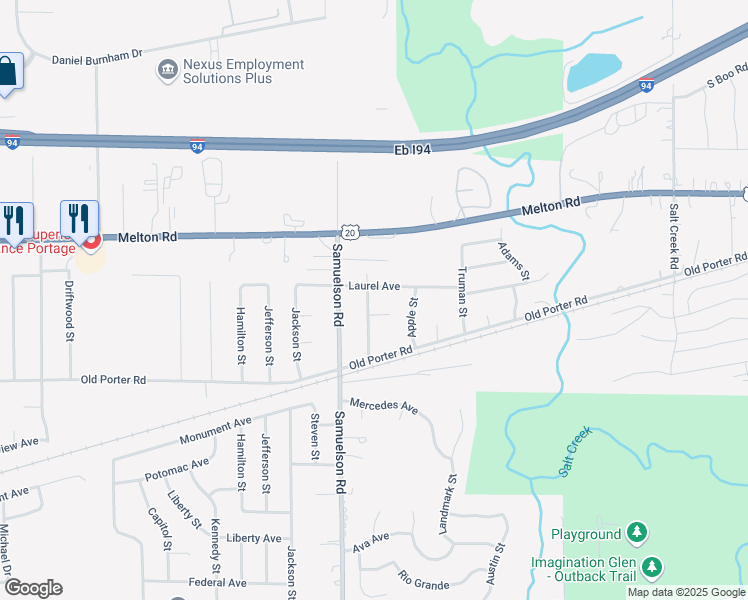 map of restaurants, bars, coffee shops, grocery stores, and more near 1907 Strawberry Street in Portage