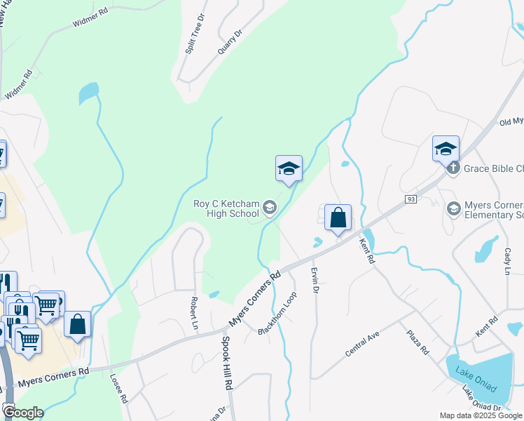 map of restaurants, bars, coffee shops, grocery stores, and more near 99 Myers Corners Road in Wappingers Falls