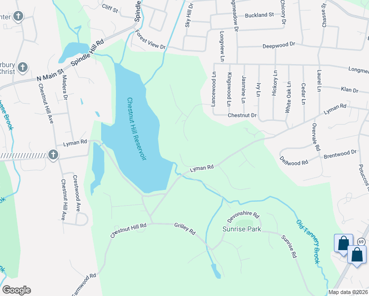 map of restaurants, bars, coffee shops, grocery stores, and more near 238 Lyman Road in Wolcott