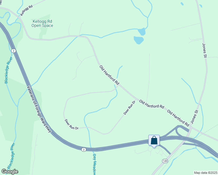 map of restaurants, bars, coffee shops, grocery stores, and more near 164 Deer Run Drive in Colchester