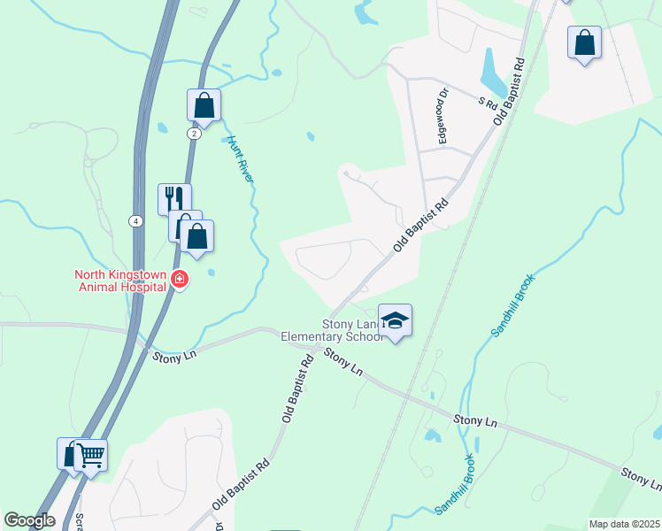 map of restaurants, bars, coffee shops, grocery stores, and more near 44 Regent Drive in North Kingstown
