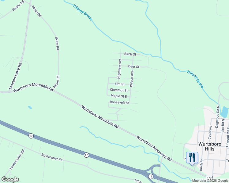 map of restaurants, bars, coffee shops, grocery stores, and more near 29 Maple Street East in Wurtsboro