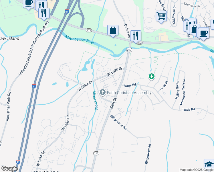 map of restaurants, bars, coffee shops, grocery stores, and more near 135 Burgundy Hill Lane in Middletown