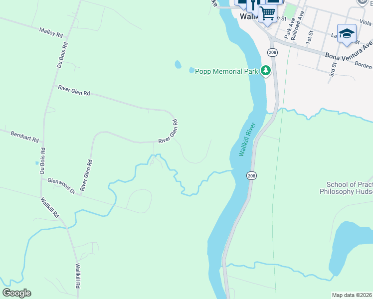 map of restaurants, bars, coffee shops, grocery stores, and more near 8 Knolls Road in Wallkill