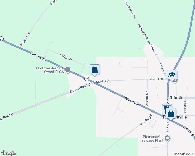 map of restaurants, bars, coffee shops, grocery stores, and more near 380 West State Street in Pleasantville