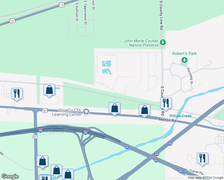 map of restaurants, bars, coffee shops, grocery stores, and more near 8901 East 6th Drive in Gary
