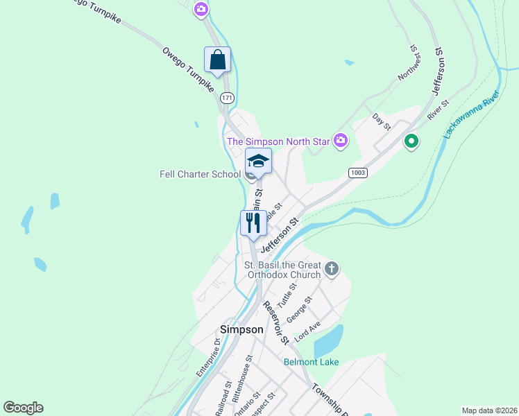 map of restaurants, bars, coffee shops, grocery stores, and more near 775 Main St in Lackawanna