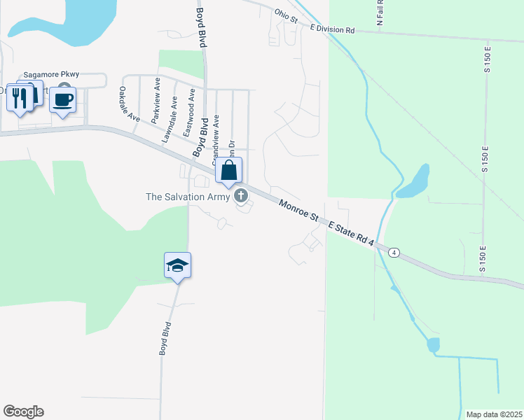 map of restaurants, bars, coffee shops, grocery stores, and more near 3304 Monroe Street in La Porte