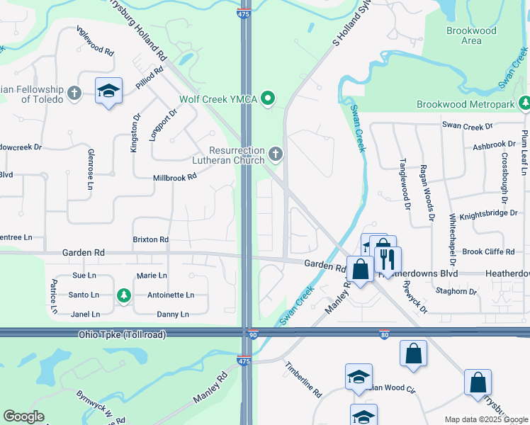 map of restaurants, bars, coffee shops, grocery stores, and more near 2422 South Holland Sylvania Road in Maumee