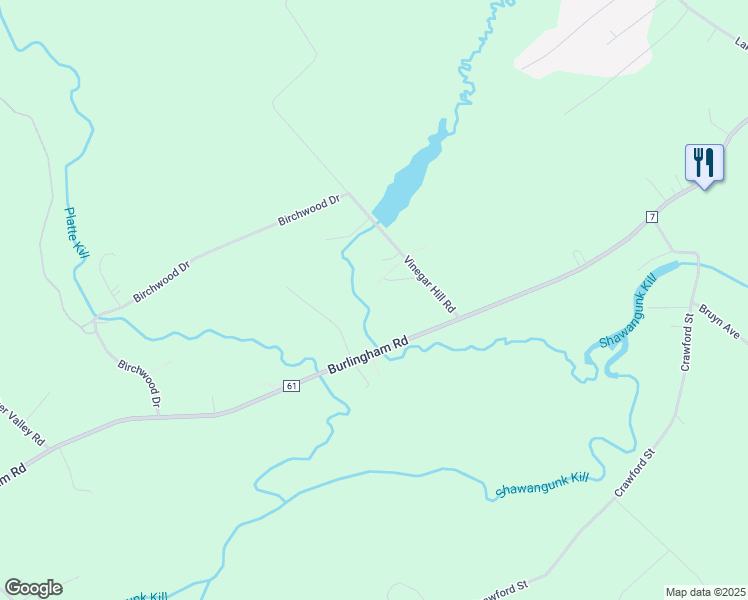 map of restaurants, bars, coffee shops, grocery stores, and more near 1053 Burlingham Road in Pine Bush