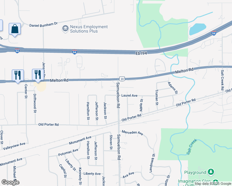 map of restaurants, bars, coffee shops, grocery stores, and more near 1886 Samuelson Road in Portage