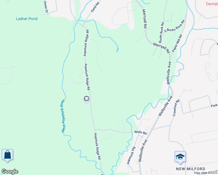 map of restaurants, bars, coffee shops, grocery stores, and more near 37 Bayberry Lane in New Milford