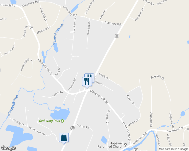 map of restaurants, bars, coffee shops, grocery stores, and more near 1141 Highway 82 in Hopewell Junction