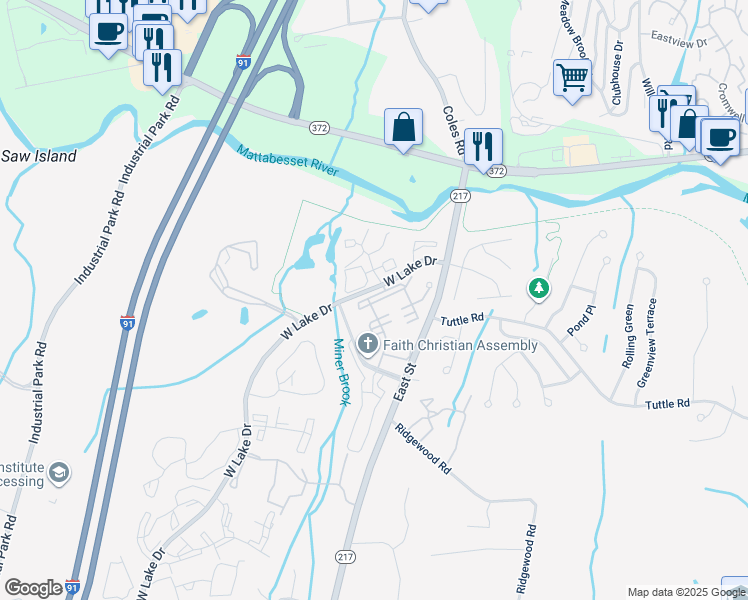 map of restaurants, bars, coffee shops, grocery stores, and more near 78 Burgundy Hill Lane in Middletown