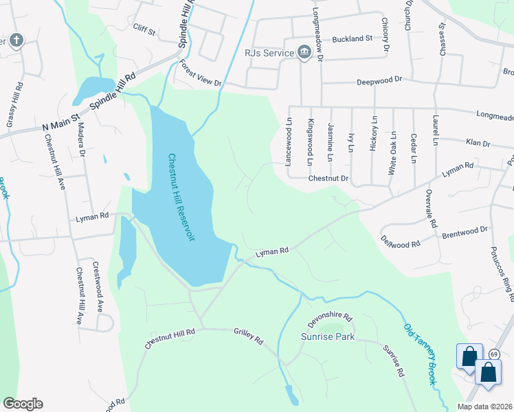map of restaurants, bars, coffee shops, grocery stores, and more near 40 Chestnut Drive in Wolcott