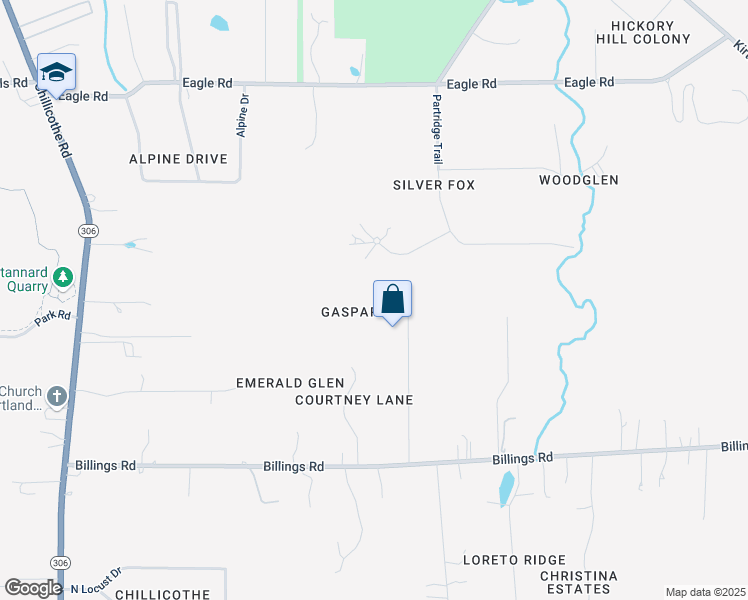 map of restaurants, bars, coffee shops, grocery stores, and more near 8533 Highland Court in Kirtland