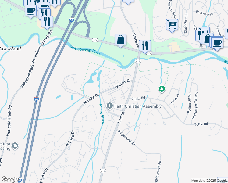 map of restaurants, bars, coffee shops, grocery stores, and more near 271 Burgundy Hill Lane in Middletown