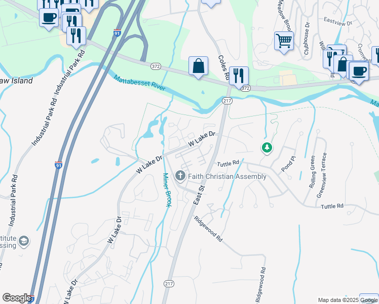 map of restaurants, bars, coffee shops, grocery stores, and more near 78 Burgundy Hill Lane in Middletown