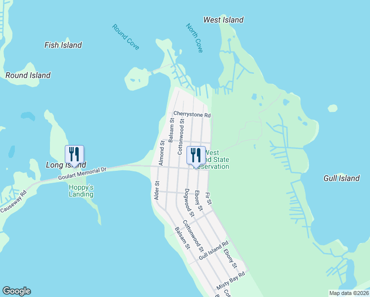 map of restaurants, bars, coffee shops, grocery stores, and more near 170 Dogwood Street in Fairhaven