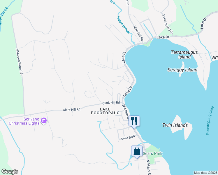 map of restaurants, bars, coffee shops, grocery stores, and more near 10 Mountainview Road in East Hampton