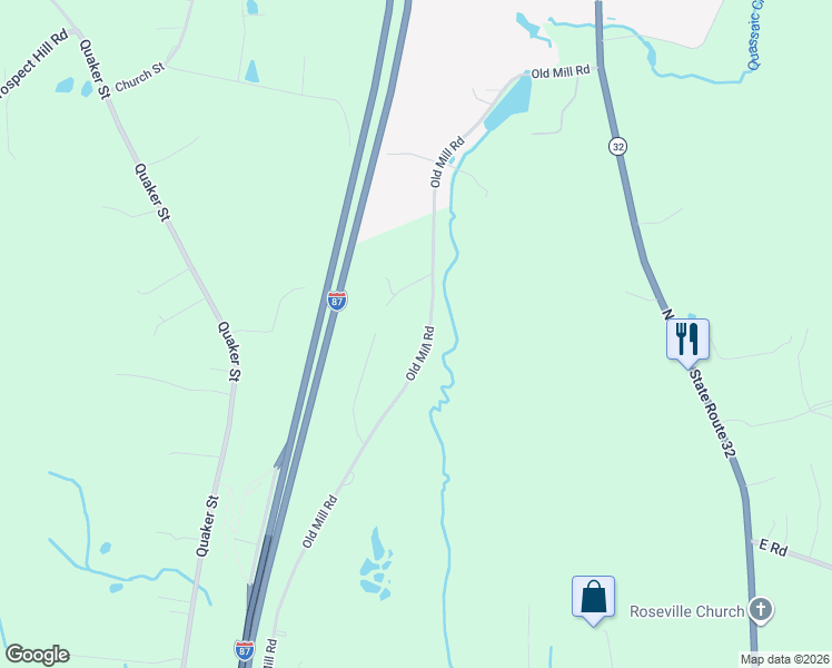 map of restaurants, bars, coffee shops, grocery stores, and more near 93 Old Mill Road in Wallkill
