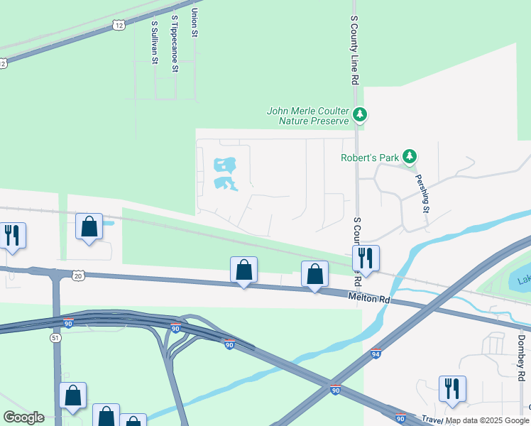 map of restaurants, bars, coffee shops, grocery stores, and more near 9101 East 5th Avenue in Gary