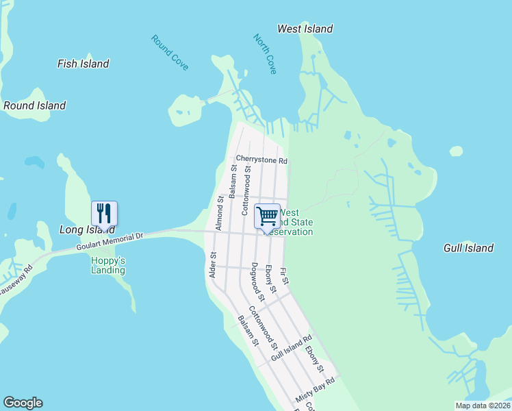 map of restaurants, bars, coffee shops, grocery stores, and more near 170 Dogwood Street in Fairhaven