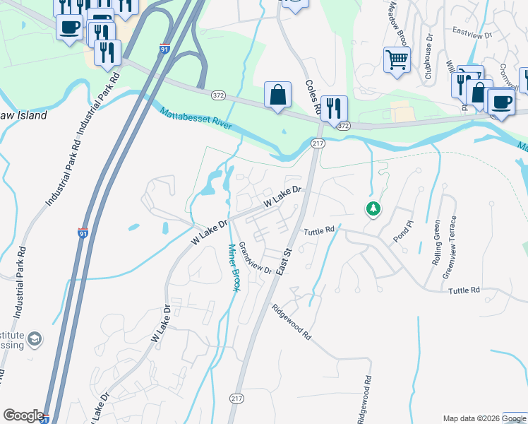 map of restaurants, bars, coffee shops, grocery stores, and more near 78 Burgundy Hill Lane in Middletown