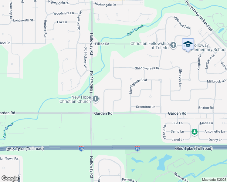 map of restaurants, bars, coffee shops, grocery stores, and more near 7055 Crosscreek Drive in Maumee
