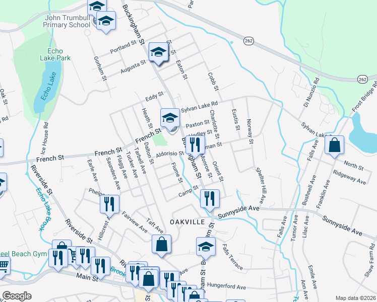 map of restaurants, bars, coffee shops, grocery stores, and more near 2 Aldorisio Street in Watertown