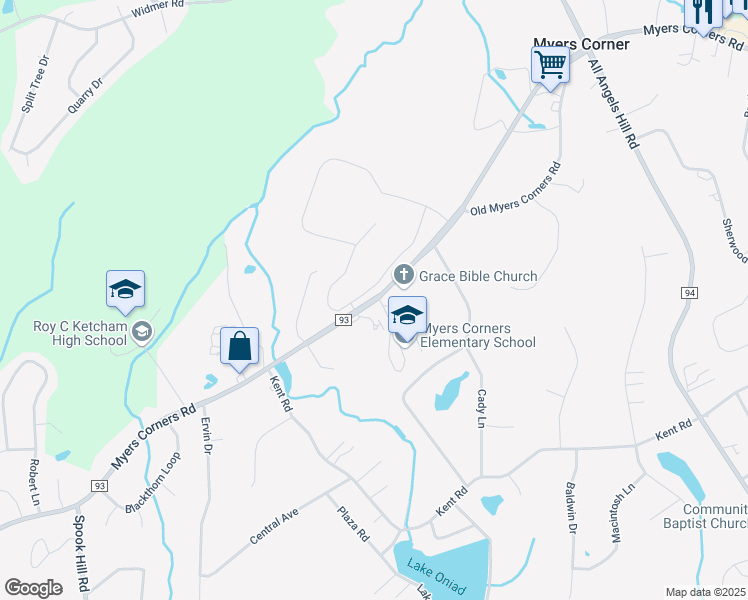 map of restaurants, bars, coffee shops, grocery stores, and more near 156 Myers Corners Road in Wappingers Falls