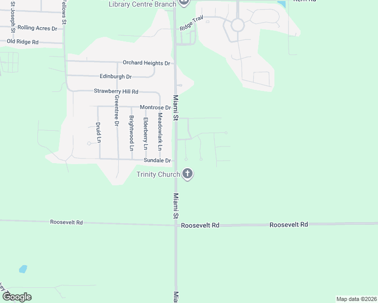map of restaurants, bars, coffee shops, grocery stores, and more near 61610 Haverford Court in South Bend