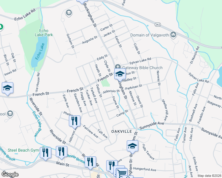 map of restaurants, bars, coffee shops, grocery stores, and more near 60 Aldorisio Street in Watertown